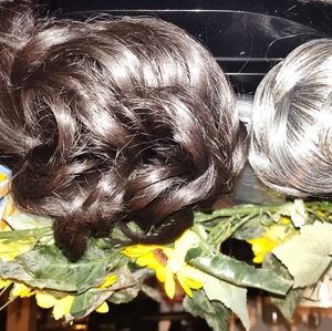 Elegant Hair Bun Extensions - Black and Silver